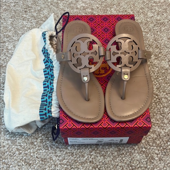 Tory Burch Shoes - Tory Burch Miller Leather Sandals-Light Makeup- Size 9
W/Box And Dust Cover